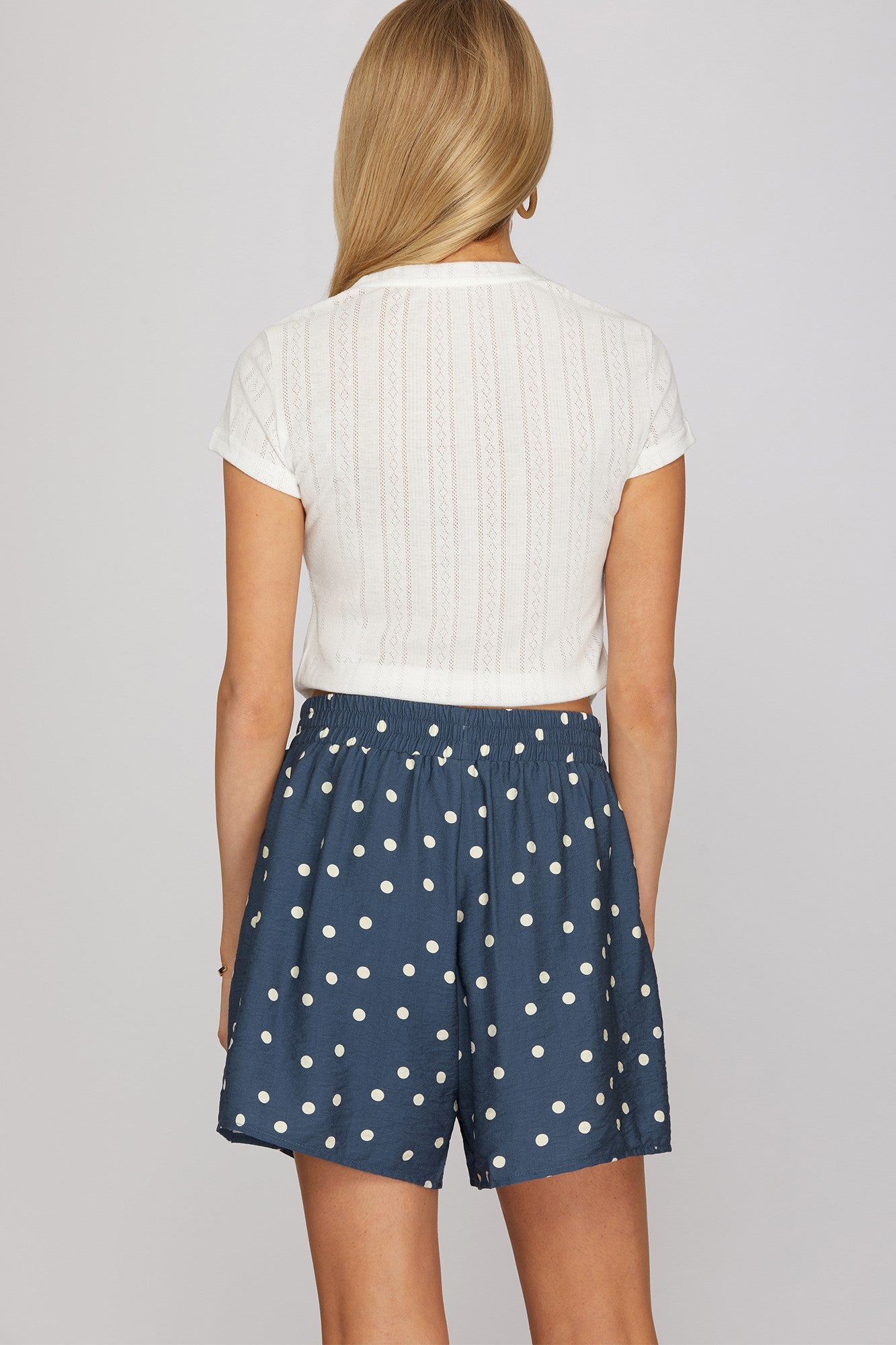 WOVEN POLKA DOT PRINT SHORTS