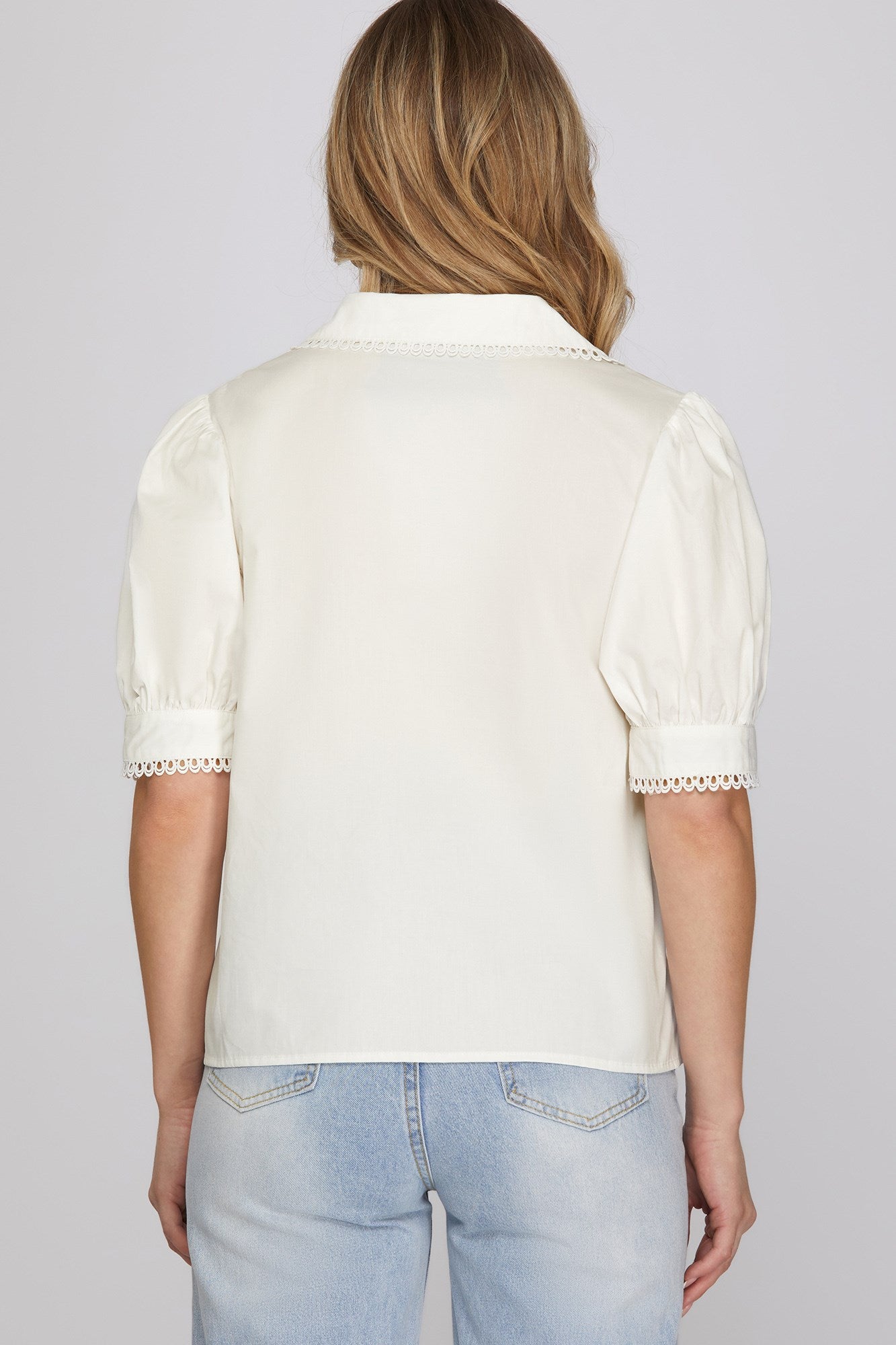 SOLID WOVEN EMBROIDERY TOP
