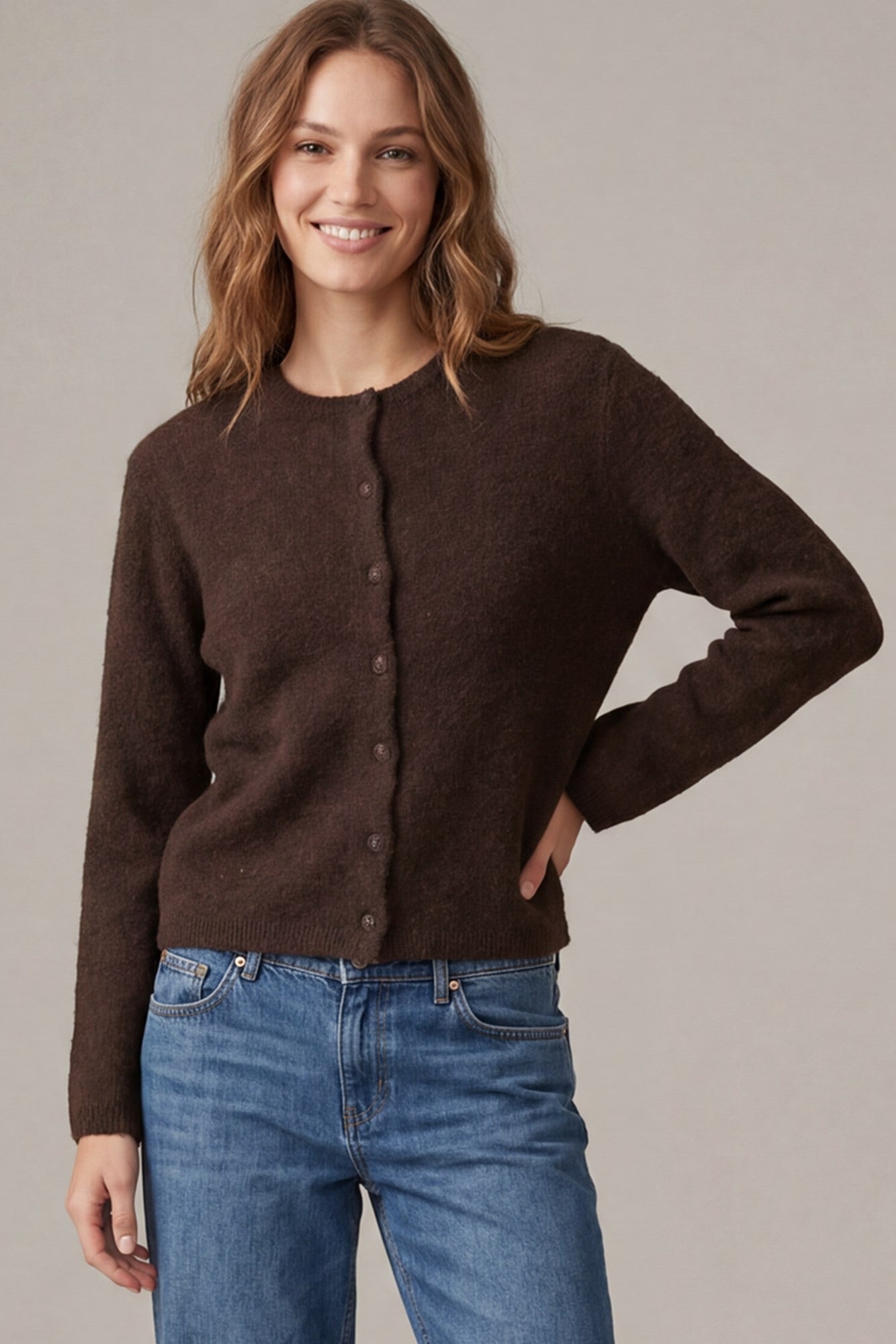 SOLID BUTTON DOWN SWEATER CARDIGAN