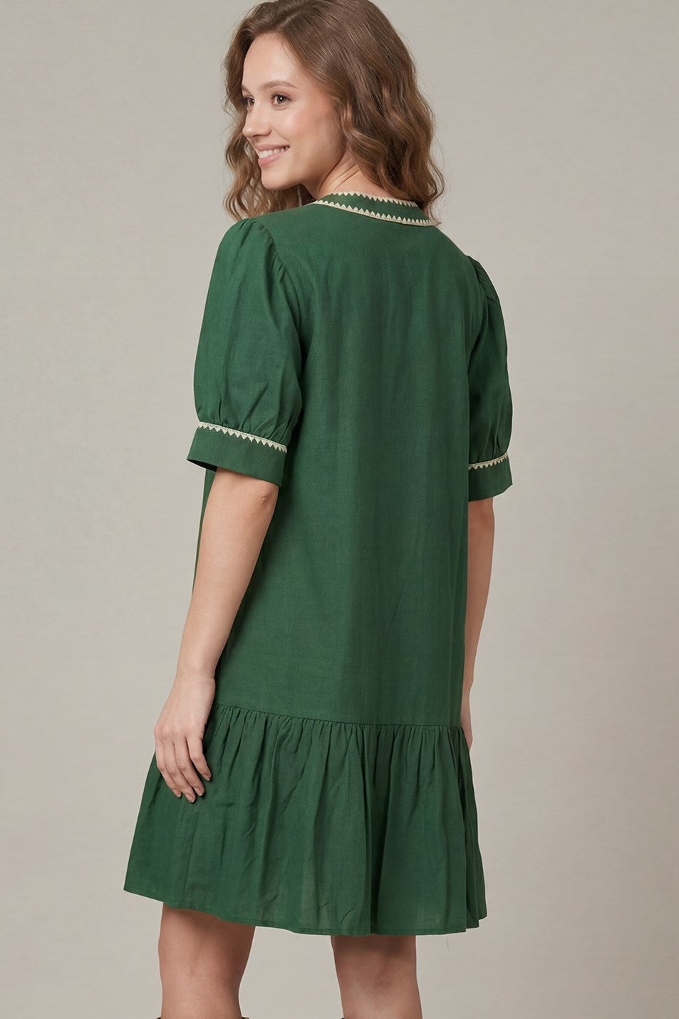 WOVEN STITCH DETAIL MINI DRESS