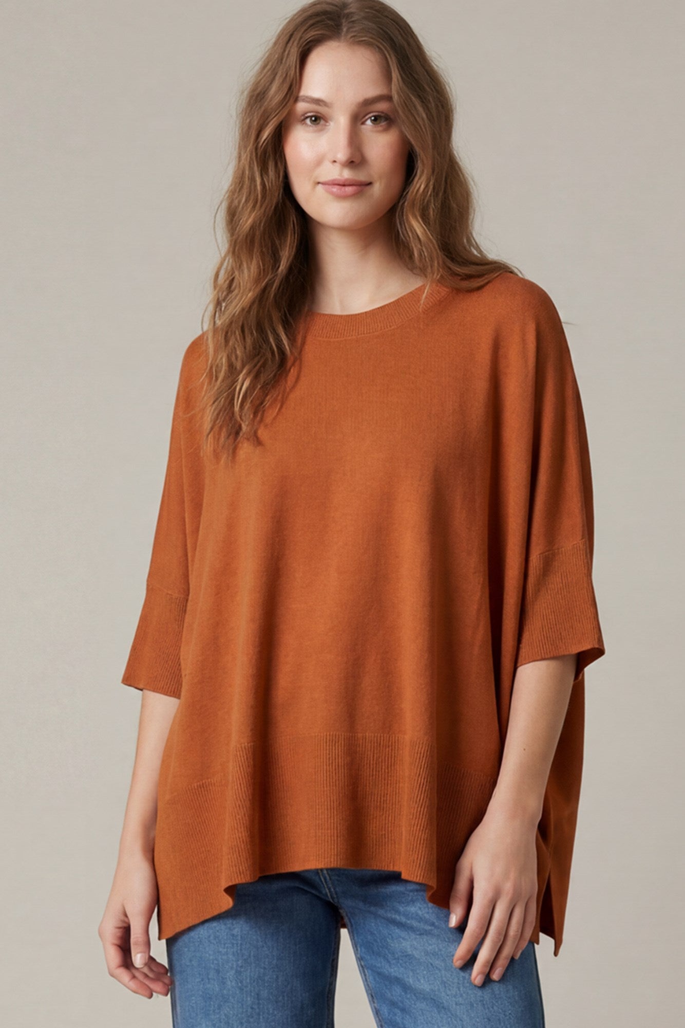 HALF SLEEVE OVERSIZED SWEATER