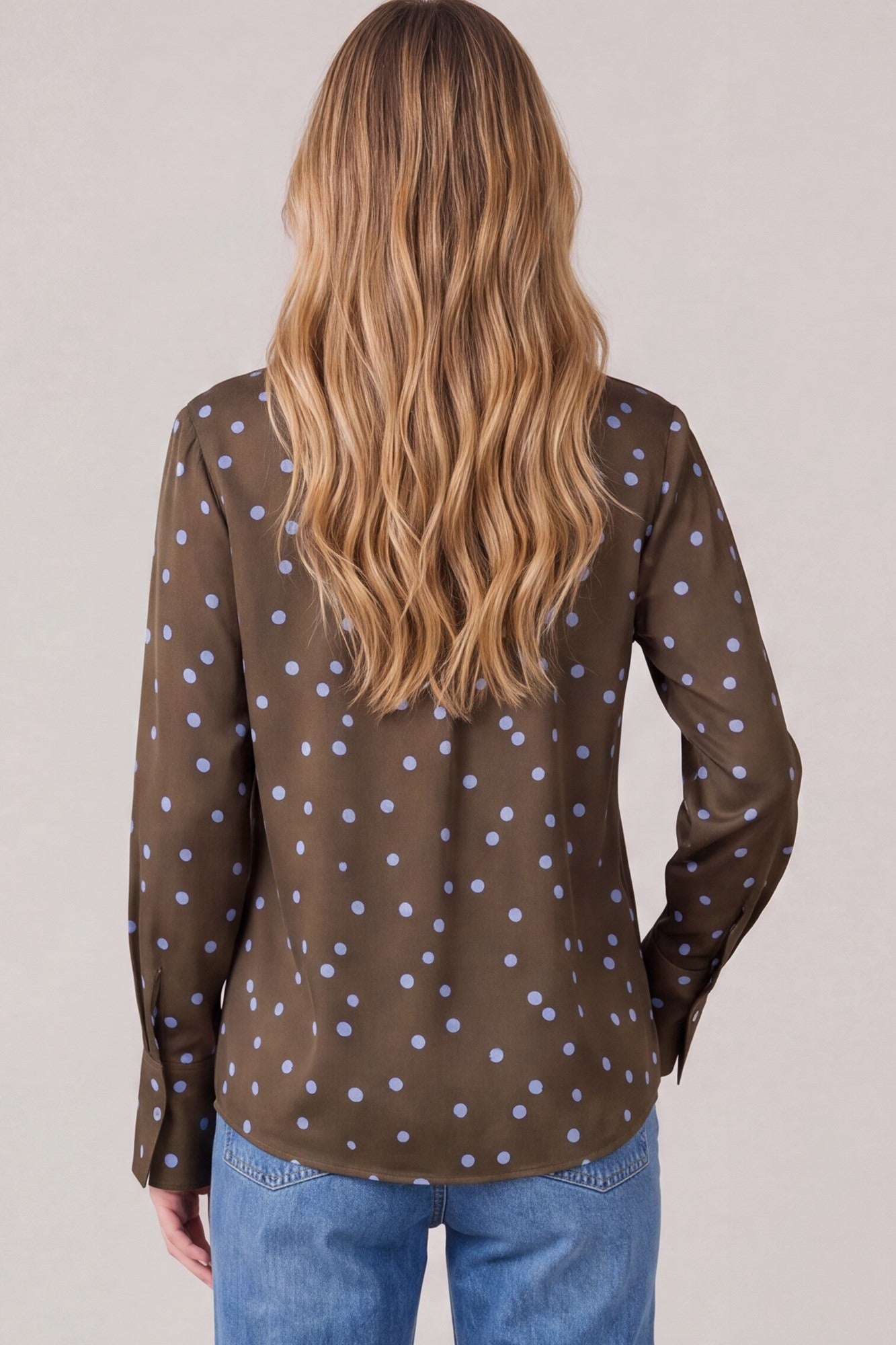 STAND COLLAR POLKADOT BLOUSE