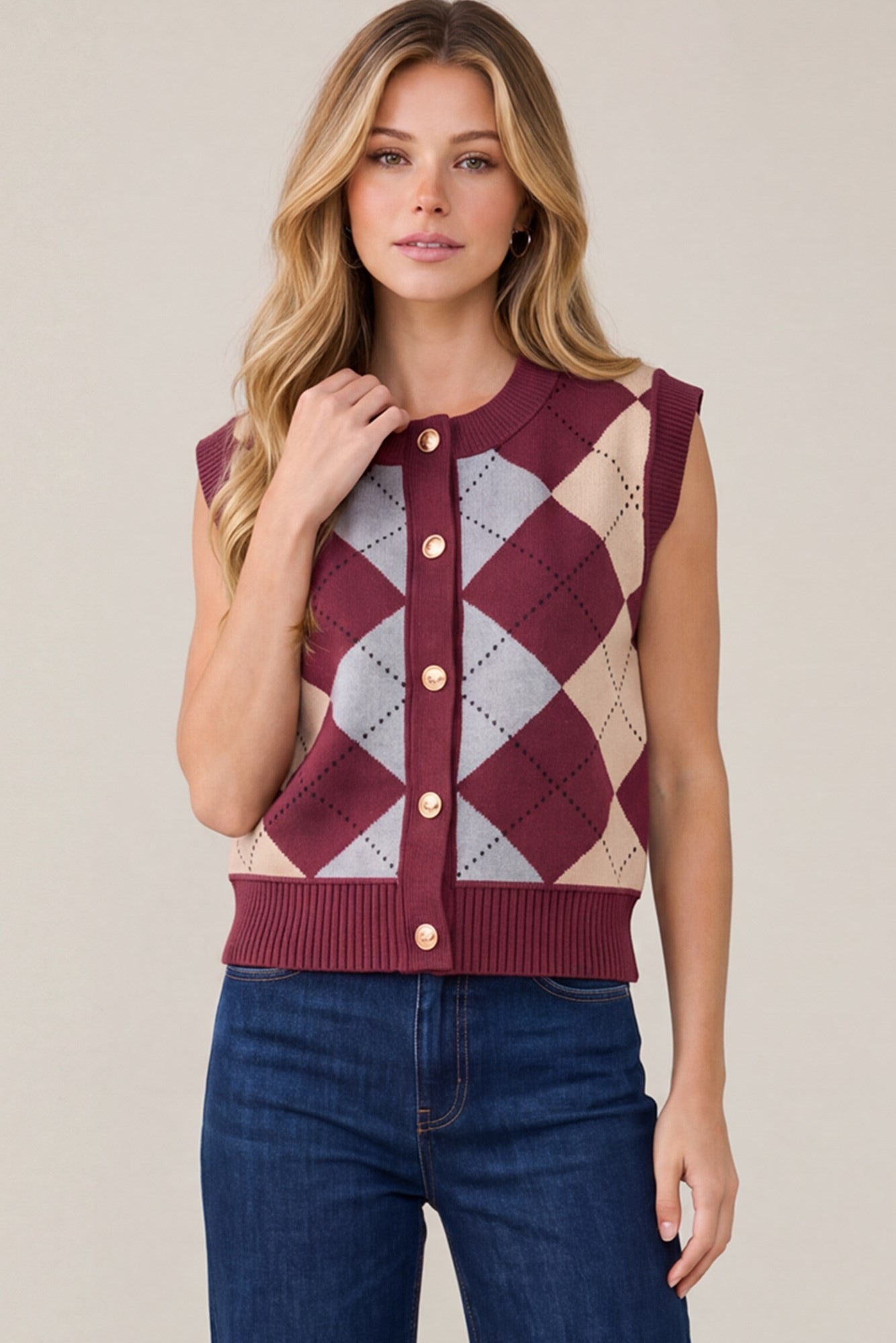 AGRYLE BUTTON DOWN SWEATER VEST