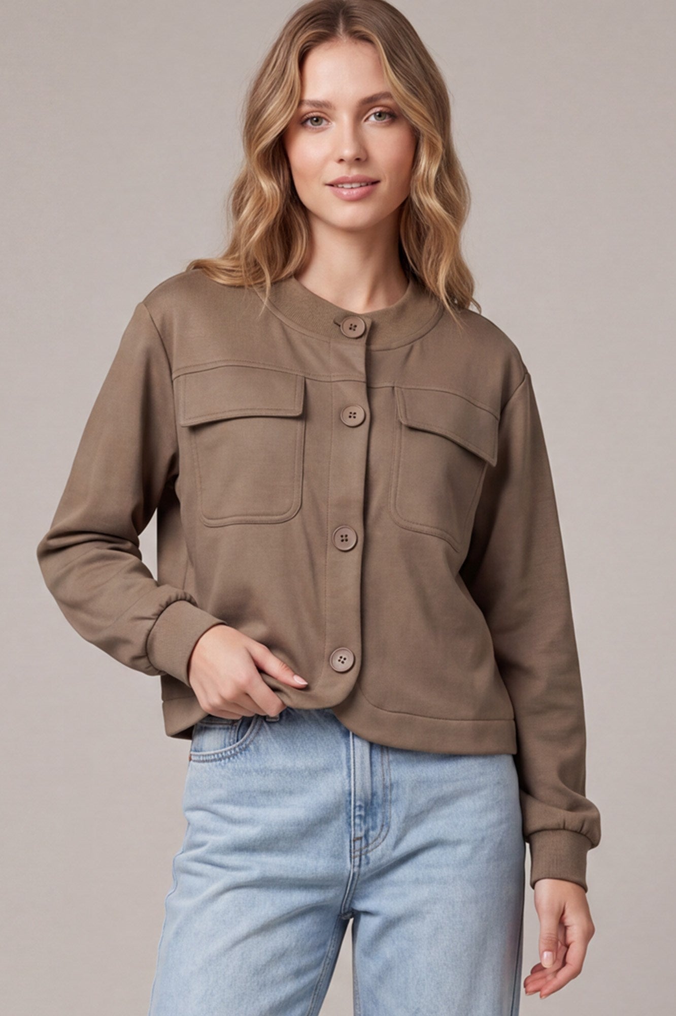 LONG SLEEVE BUTTON DOWN KNIT JACKET