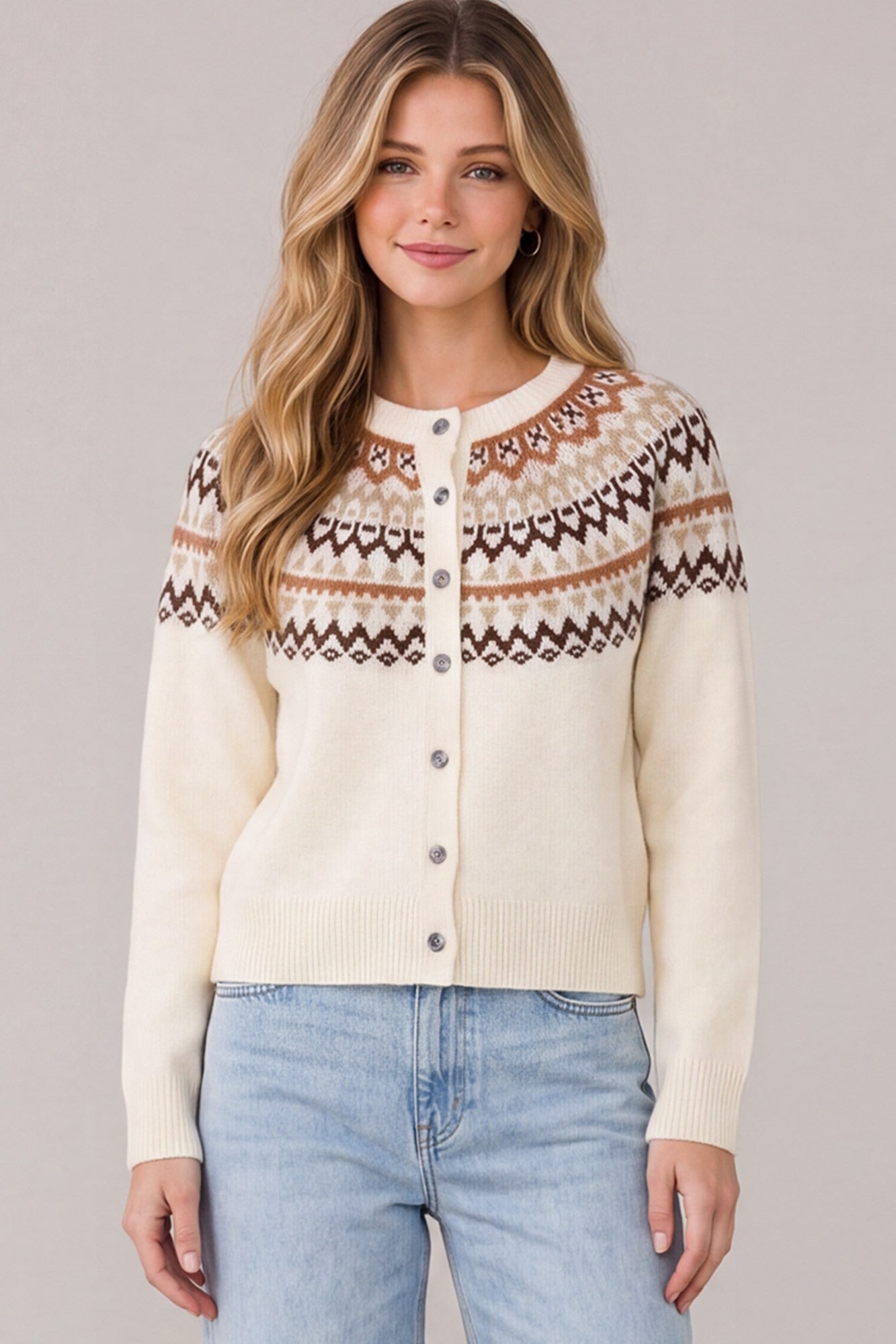 NORDIC PATTERN SWEATER CARDIGAN