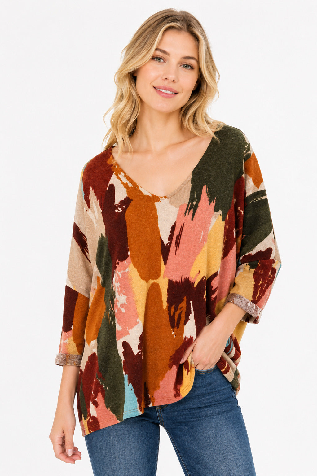 MULTI COLOR PRINT OVERSIZED TOP