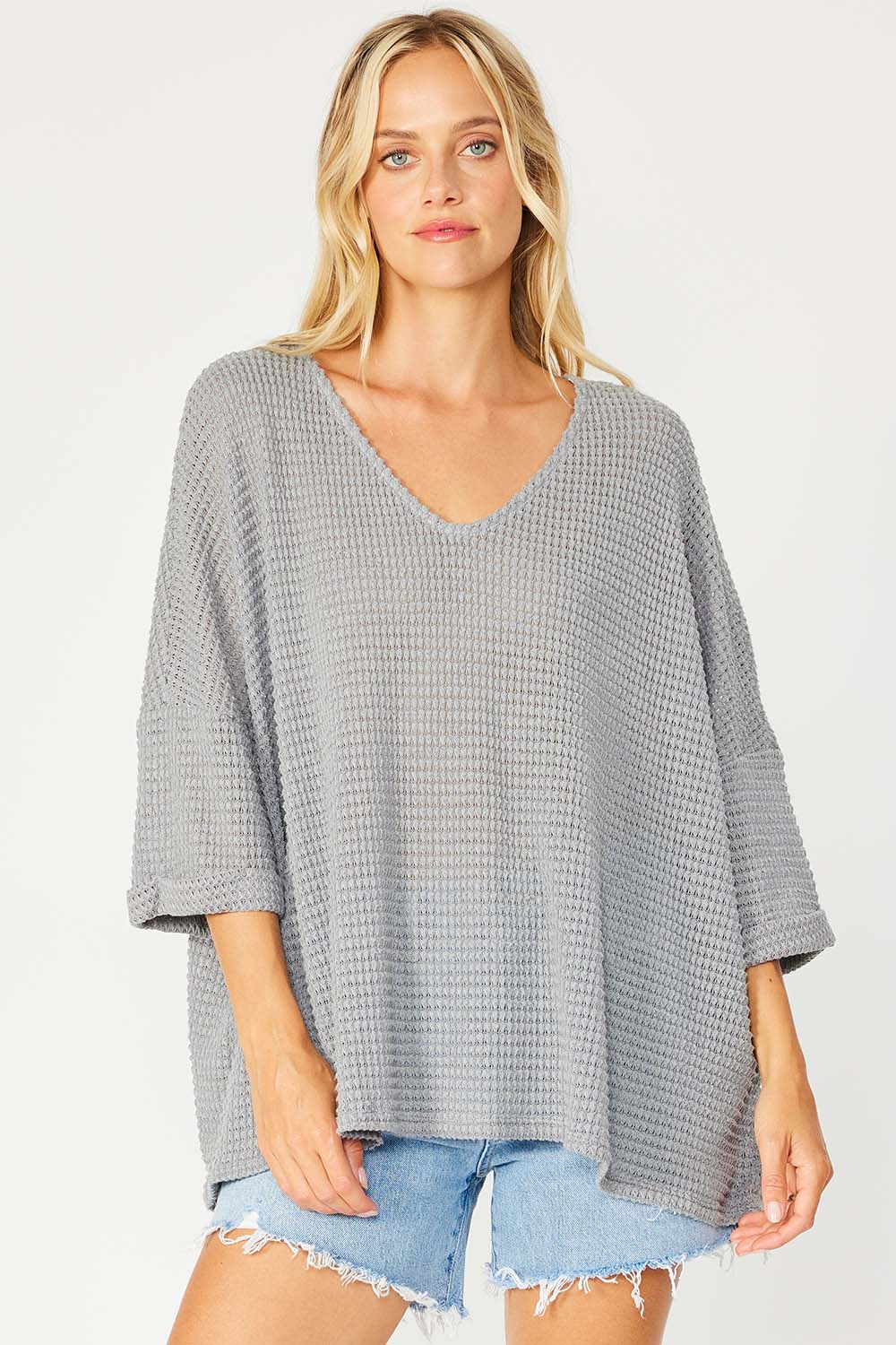 HEAVY WAFFLE KNIT TOP