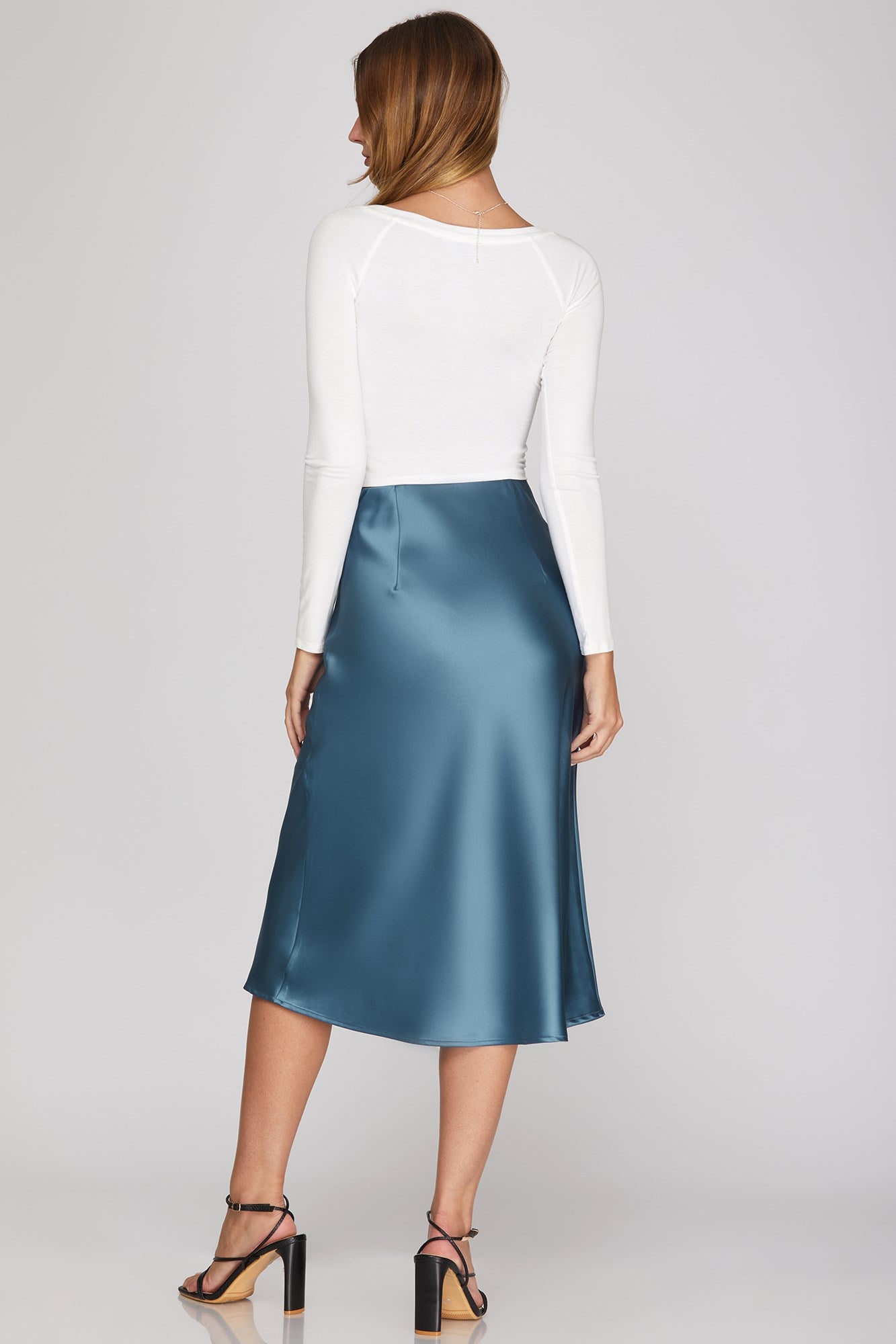 SATIN BIAS MIDI SKIRT
