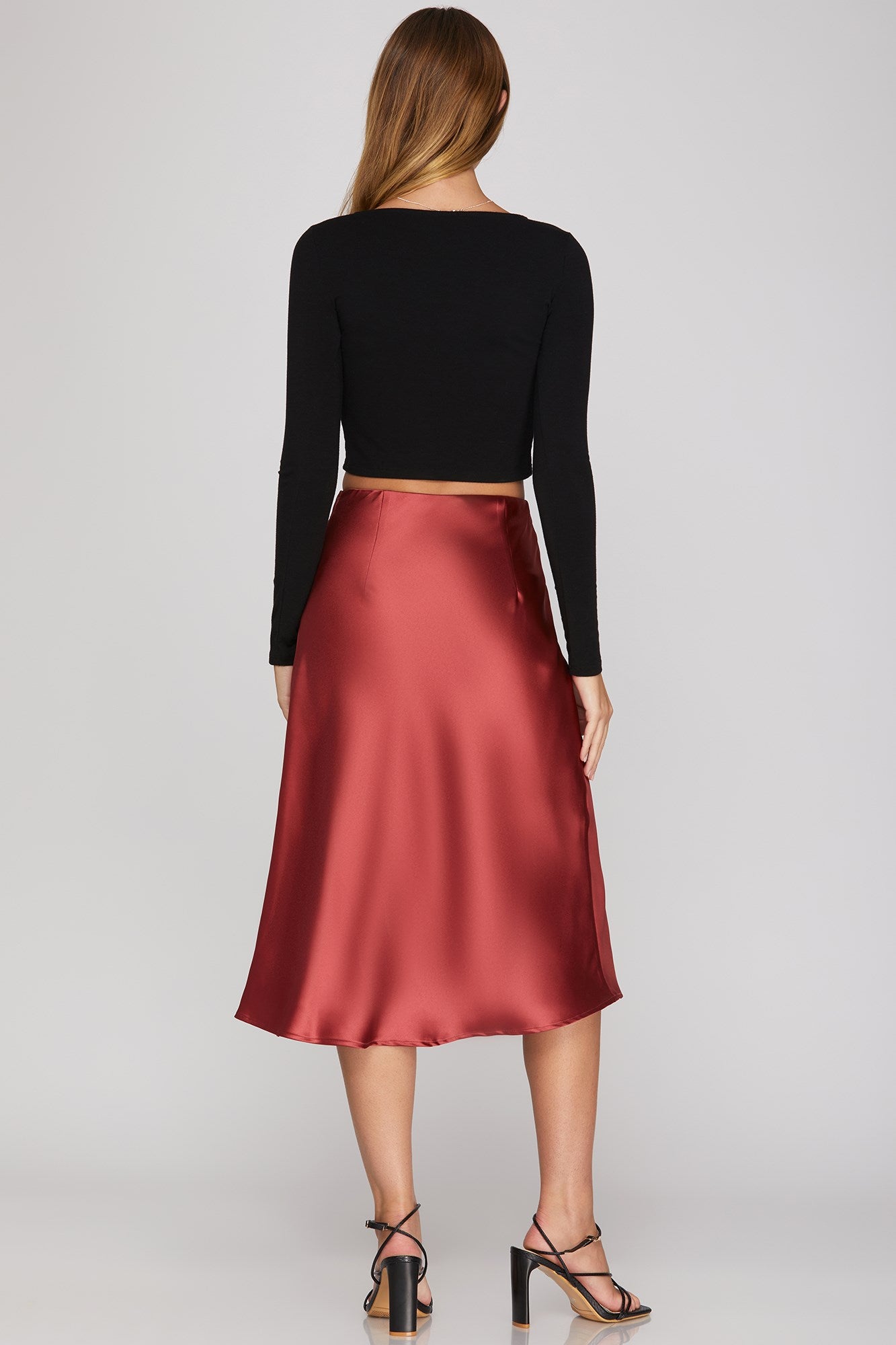 SATIN BIAS MIDI SKIRT