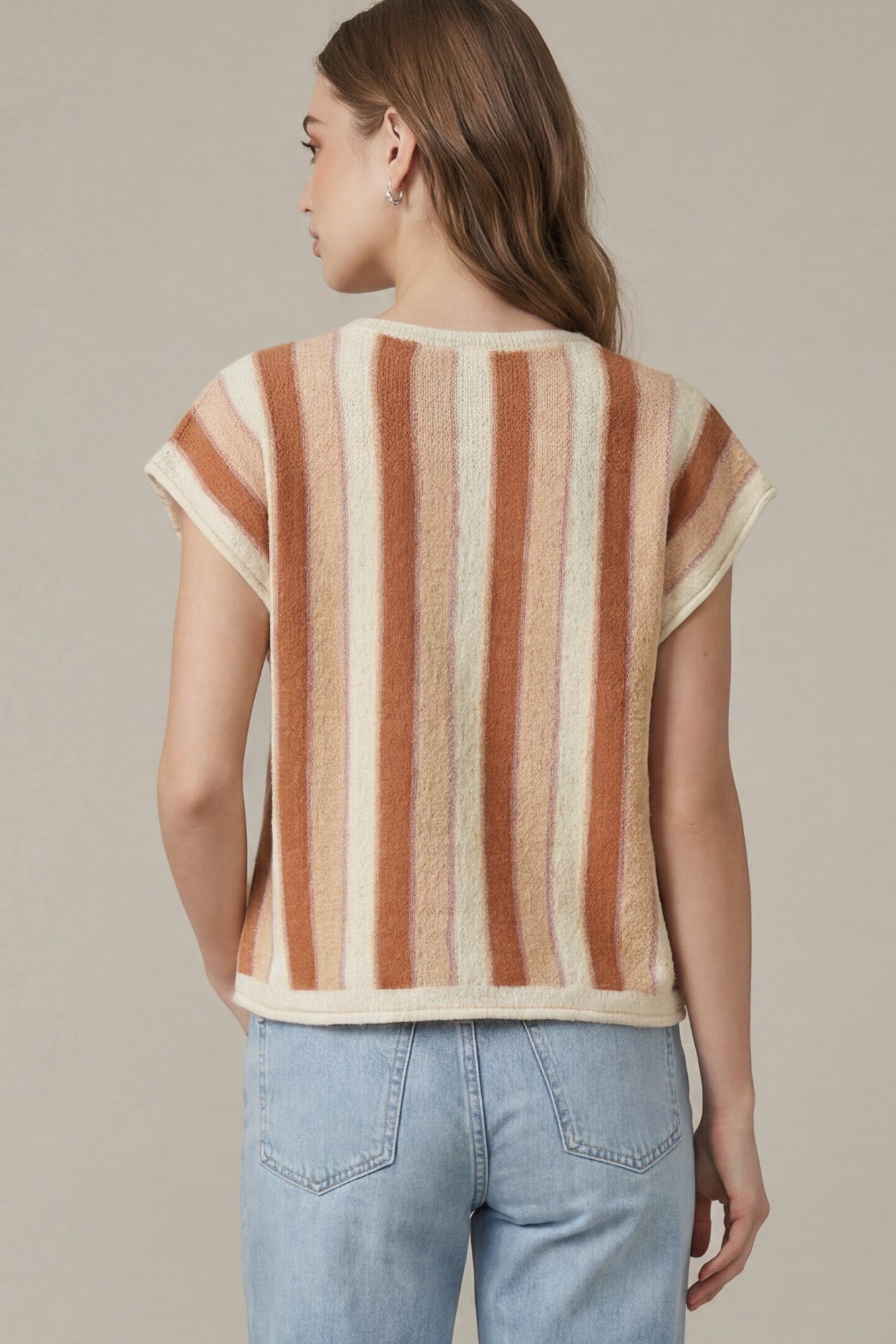 DROP SHOULDER STRIPE SWEATER