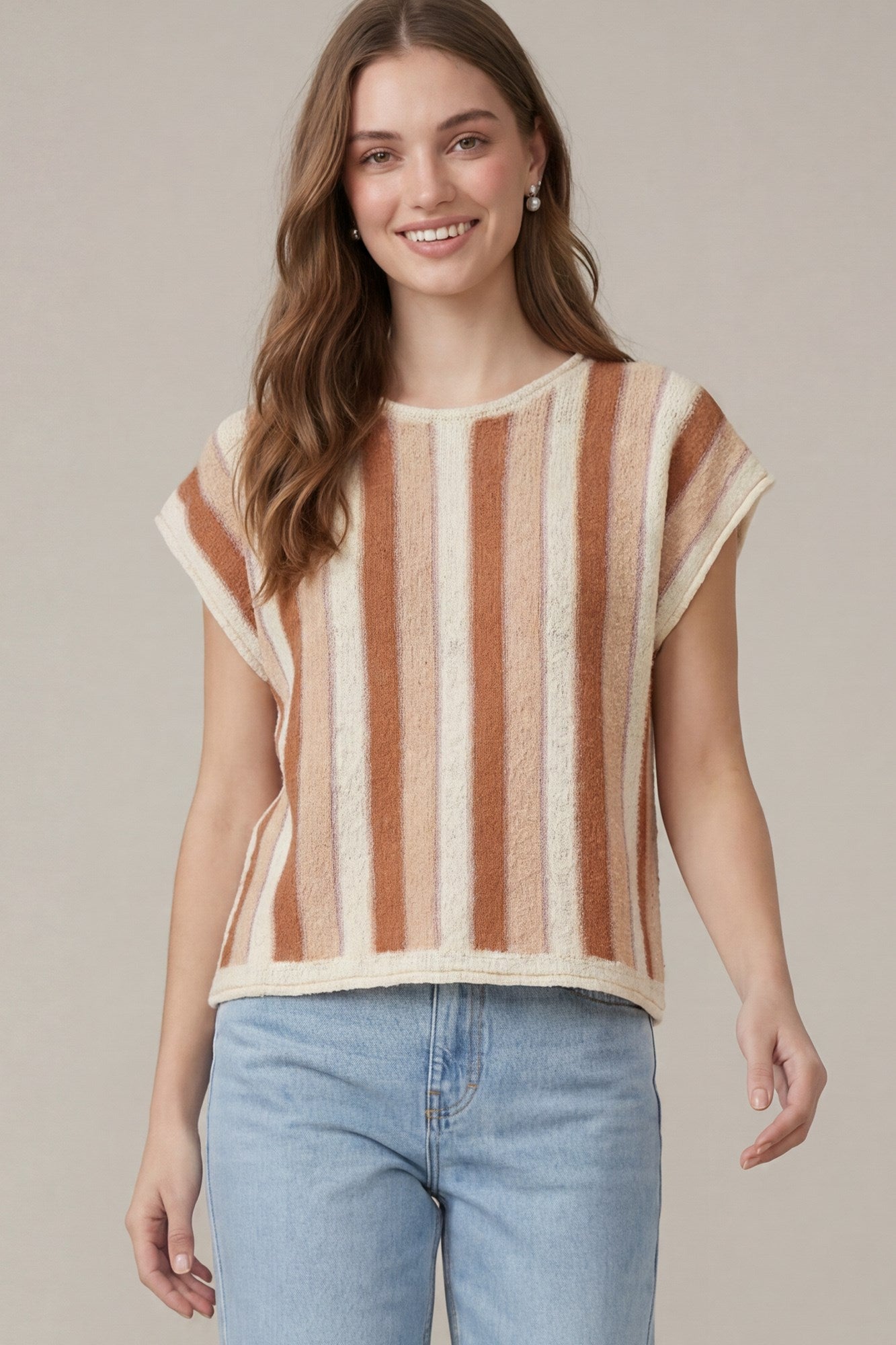 DROP SHOULDER STRIPE SWEATER