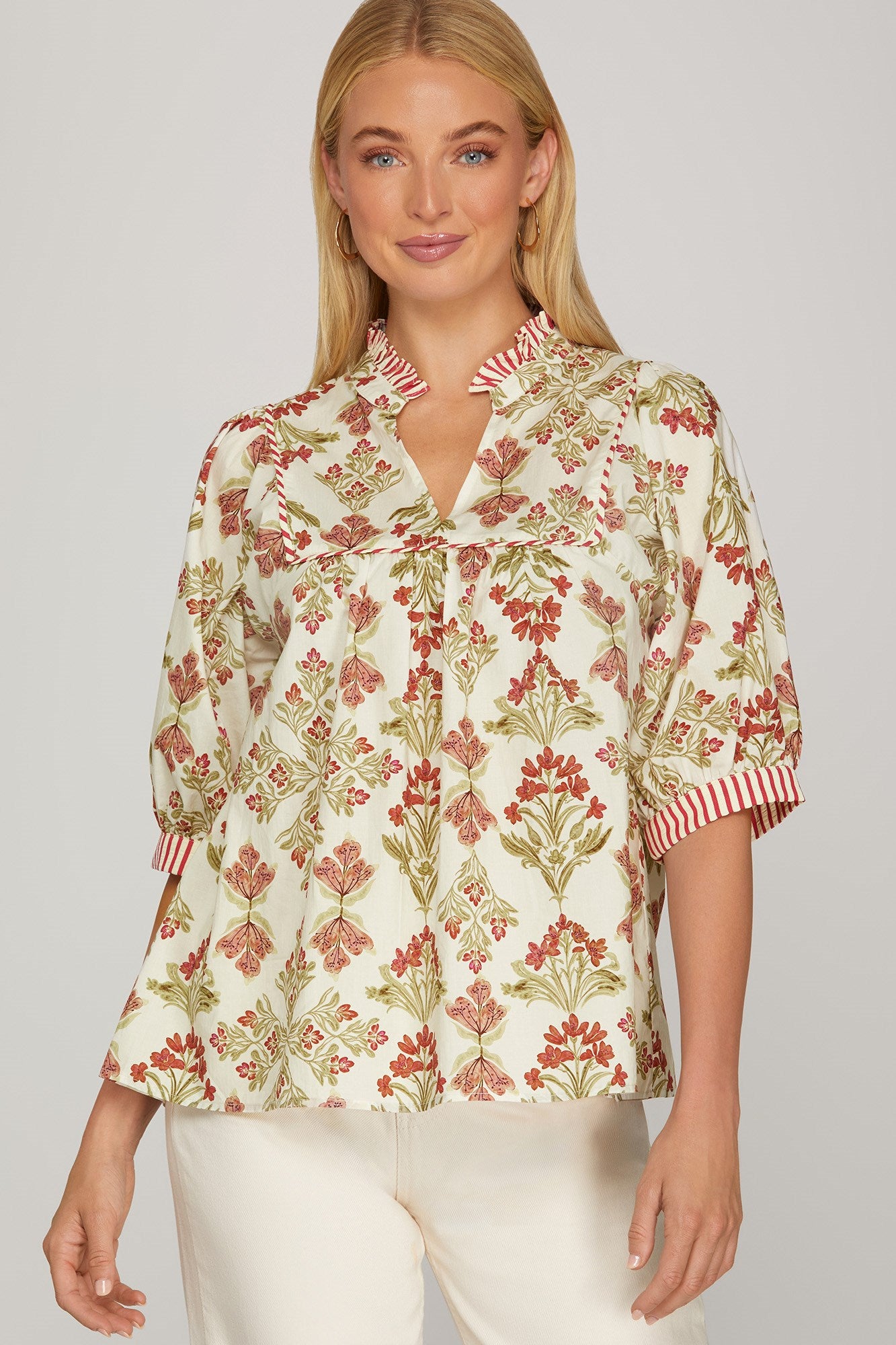 SHORT SLEEVE PRINTED TOP