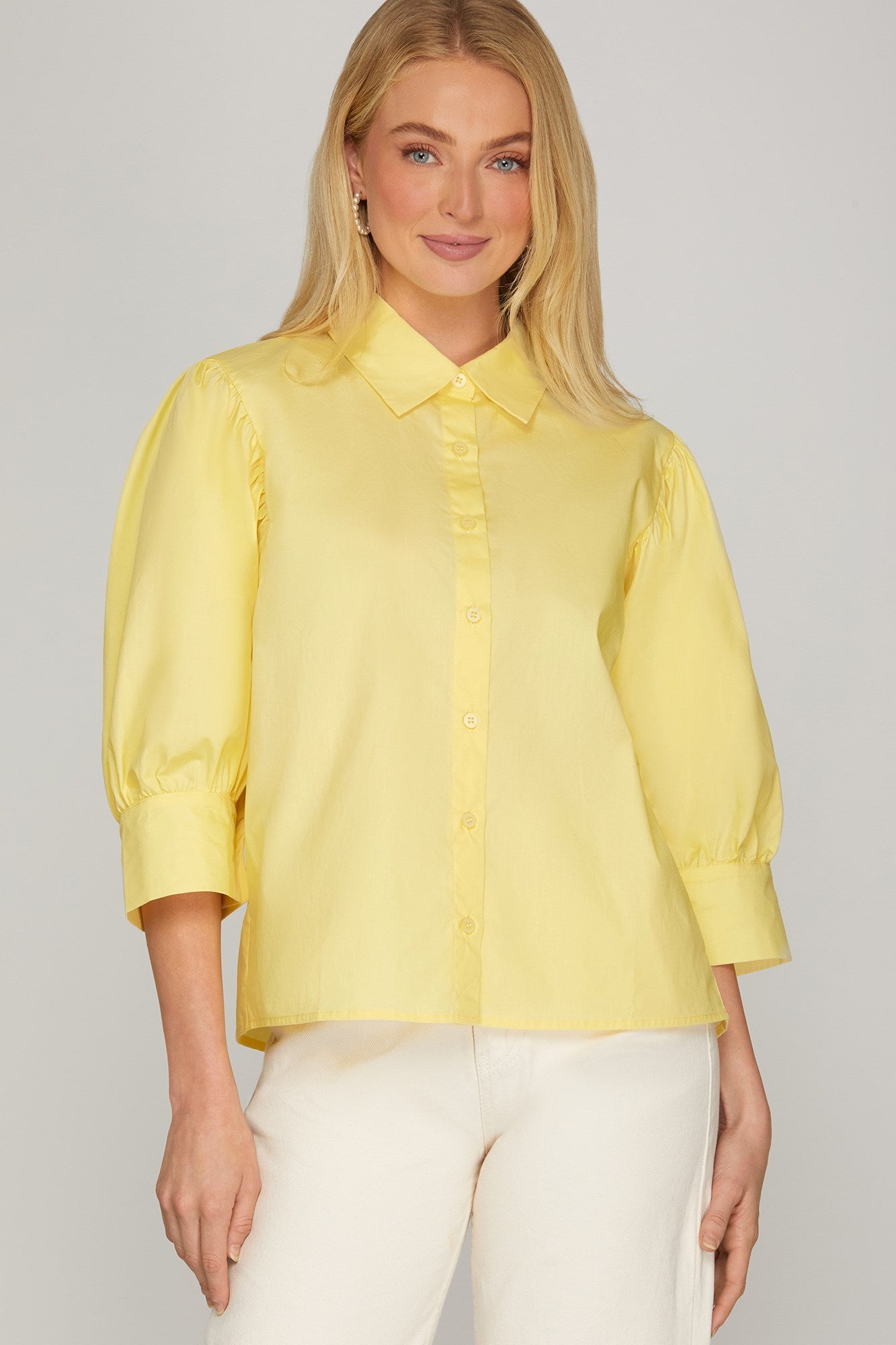 WOVEN BUTTON DOWN SHIRT TOP