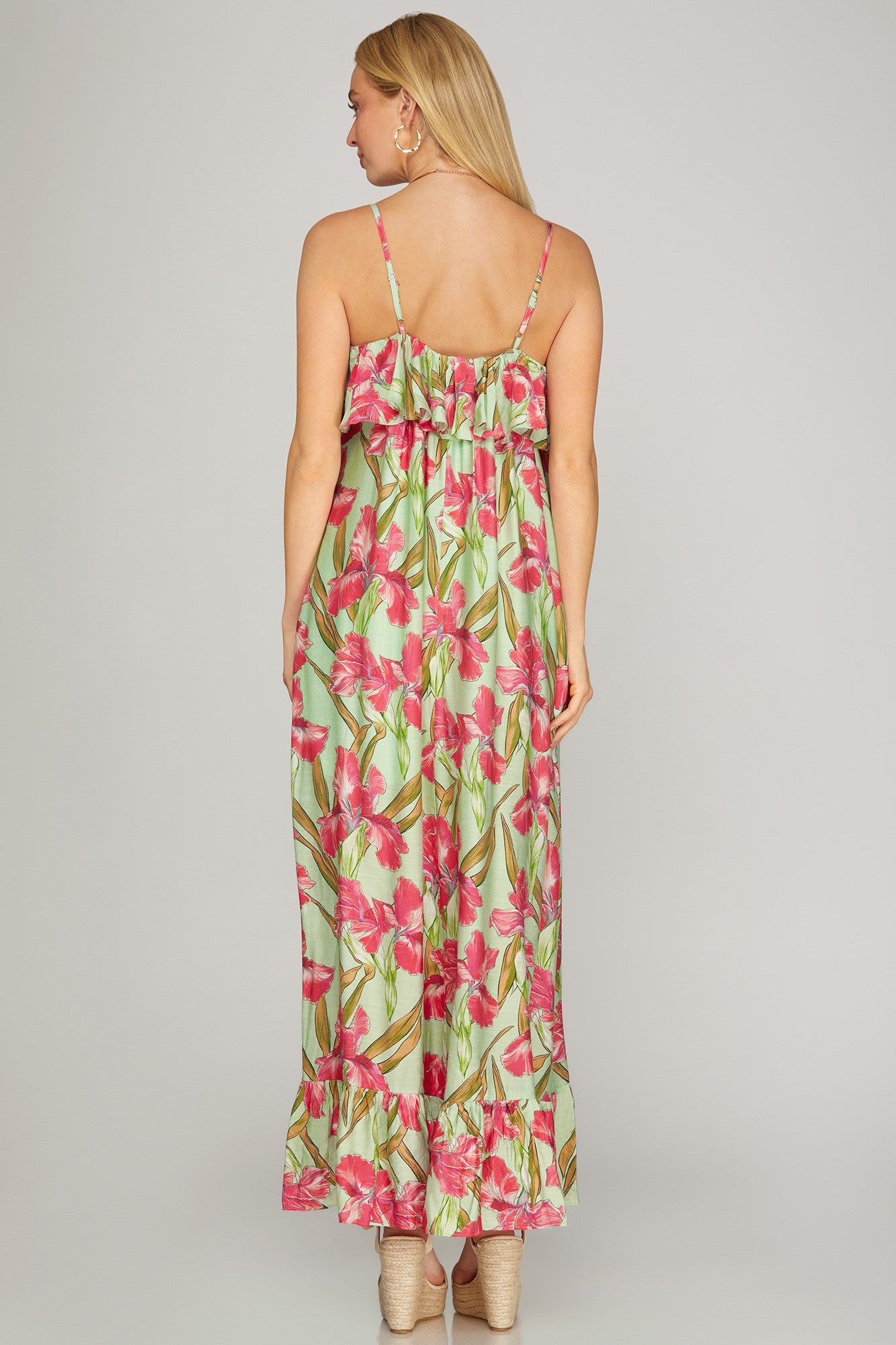FLORAL PRINT WOVEN TUBE MAXI DRESS