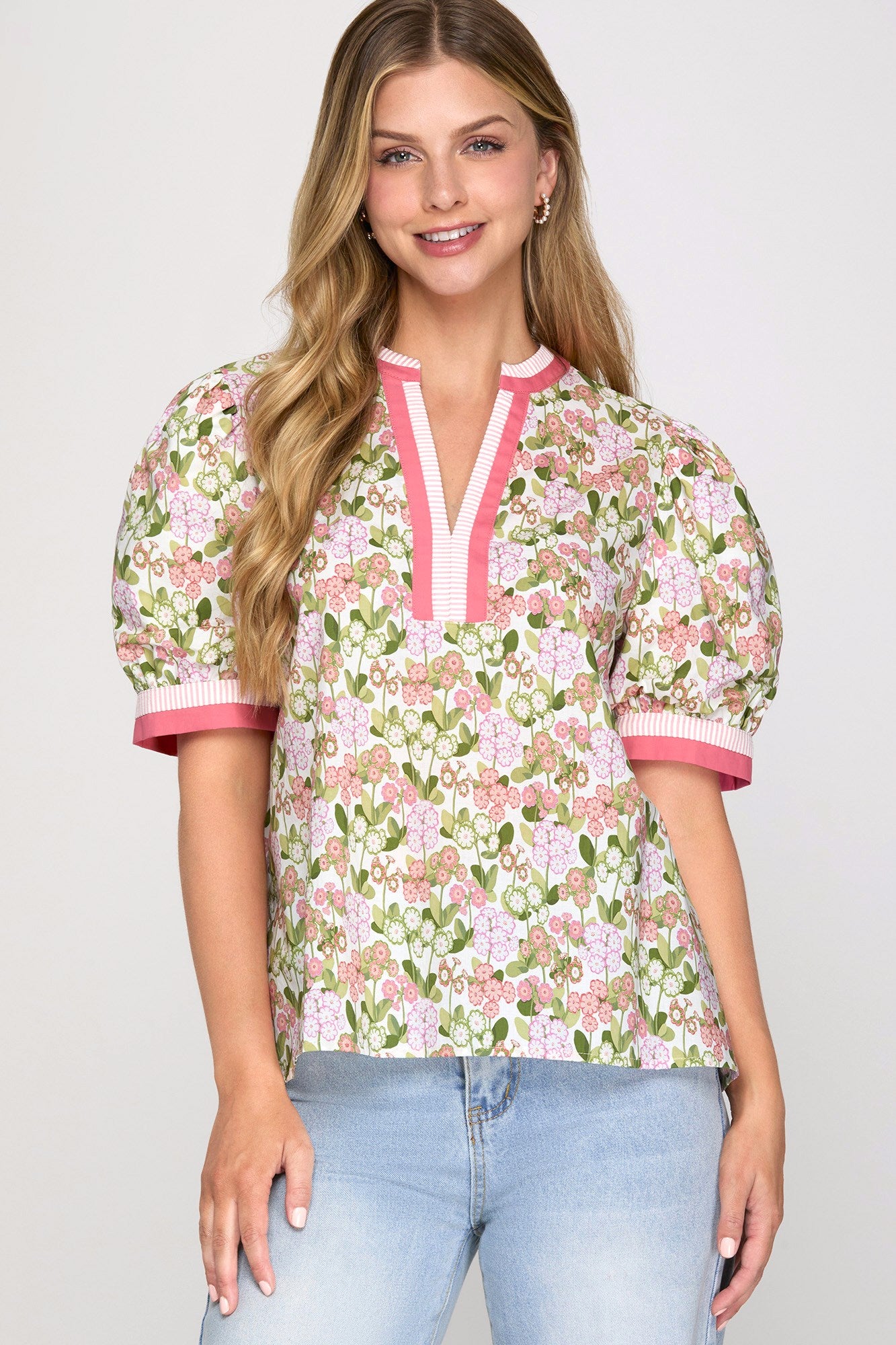 SHORT SLEEVE PRINTED TOP