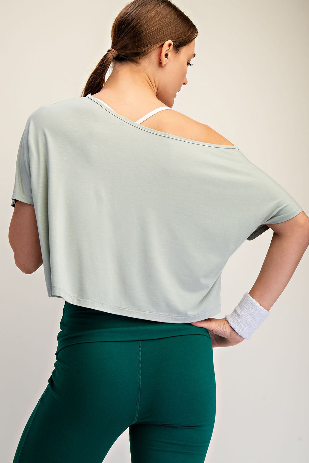VISCOSE MODAL CROPPED OFF SHOULDER TOP