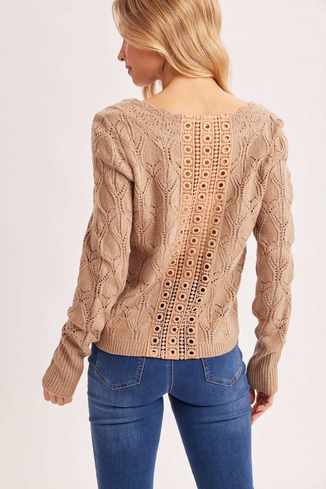 CROCHET LACE KNIT PULLOVER