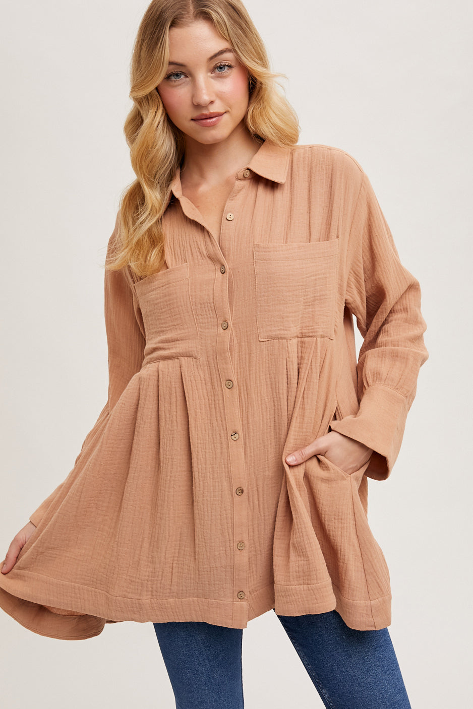 BUTTON DOWN SHIRT TUNIC DREESS