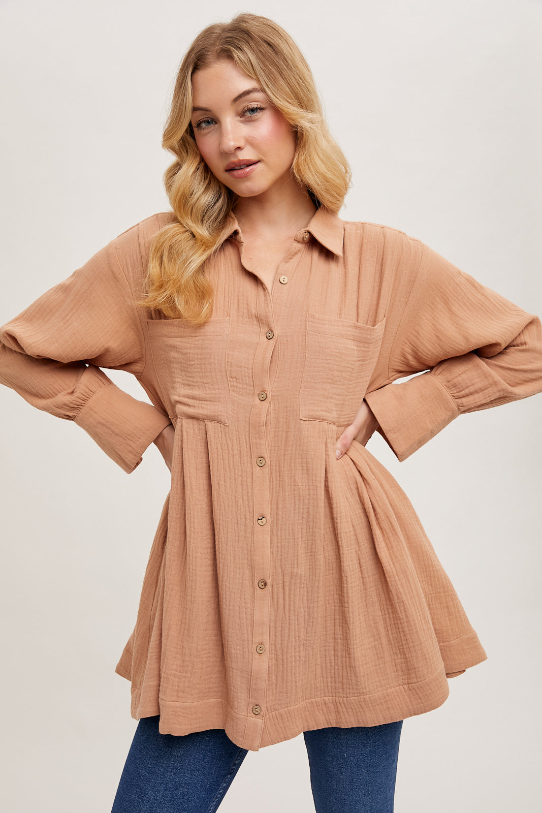 BUTTON DOWN SHIRT TUNIC DREESS