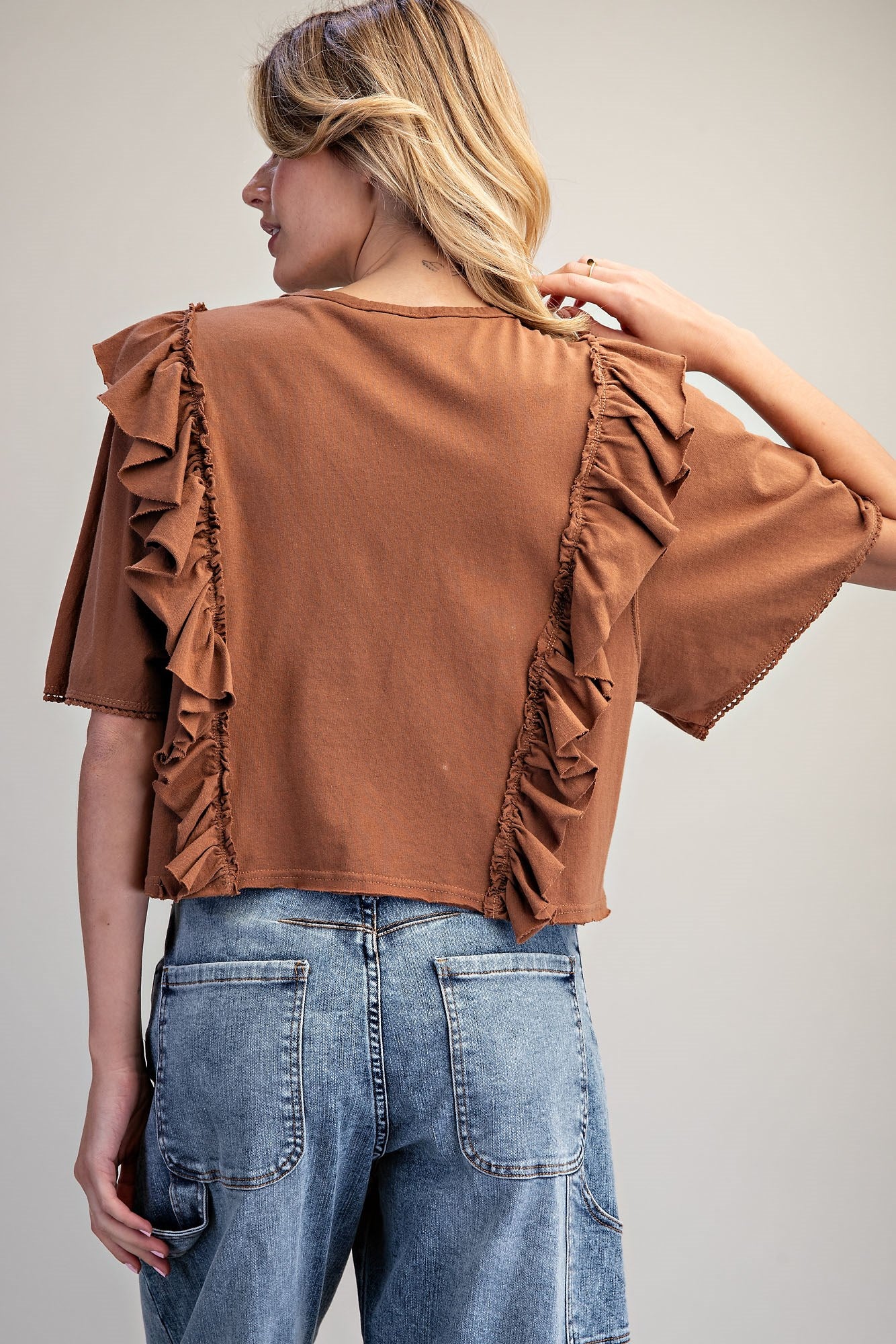 SOFT WASHED RUFFLED SOLID CROP TOP