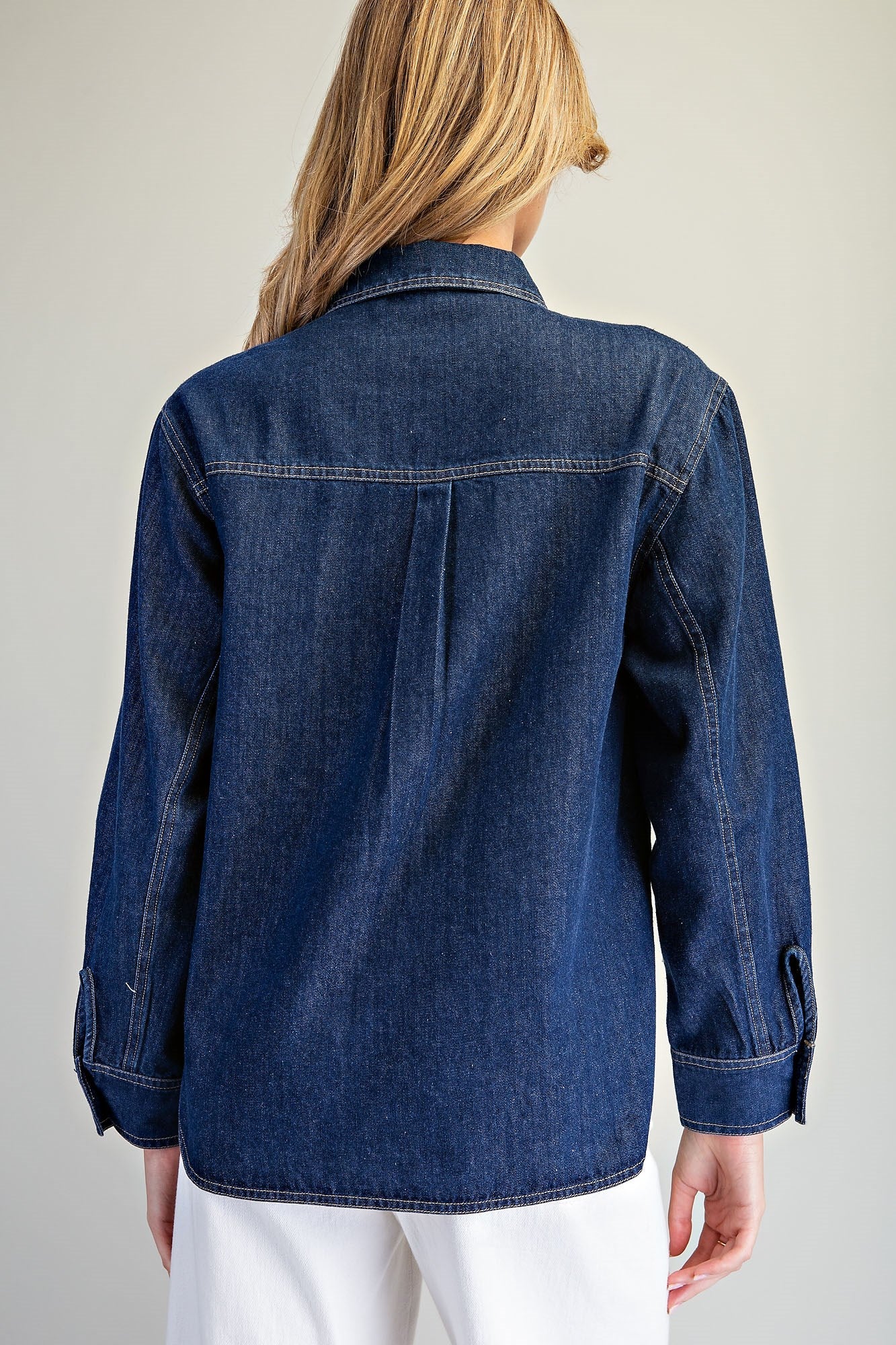 RUFFLE PLACKET BUTTON DOWN TOP