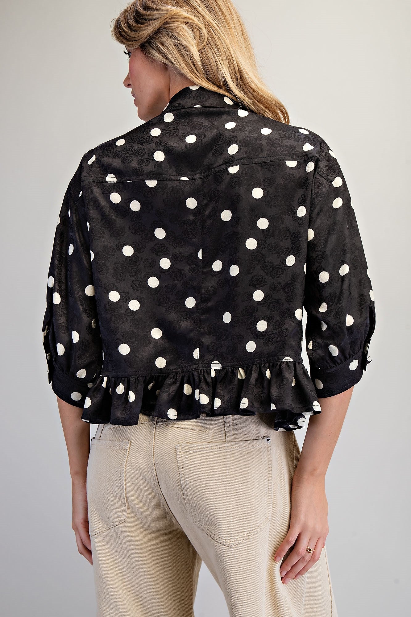 POLKA DOT BUTTON DOWN BLOUSE