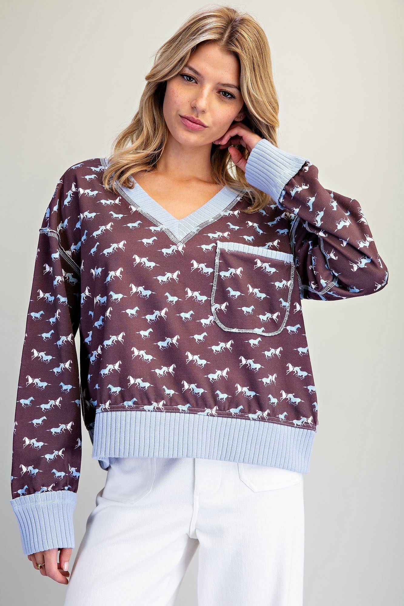 HORSE PRINTED SWEATER SHIRT TOP