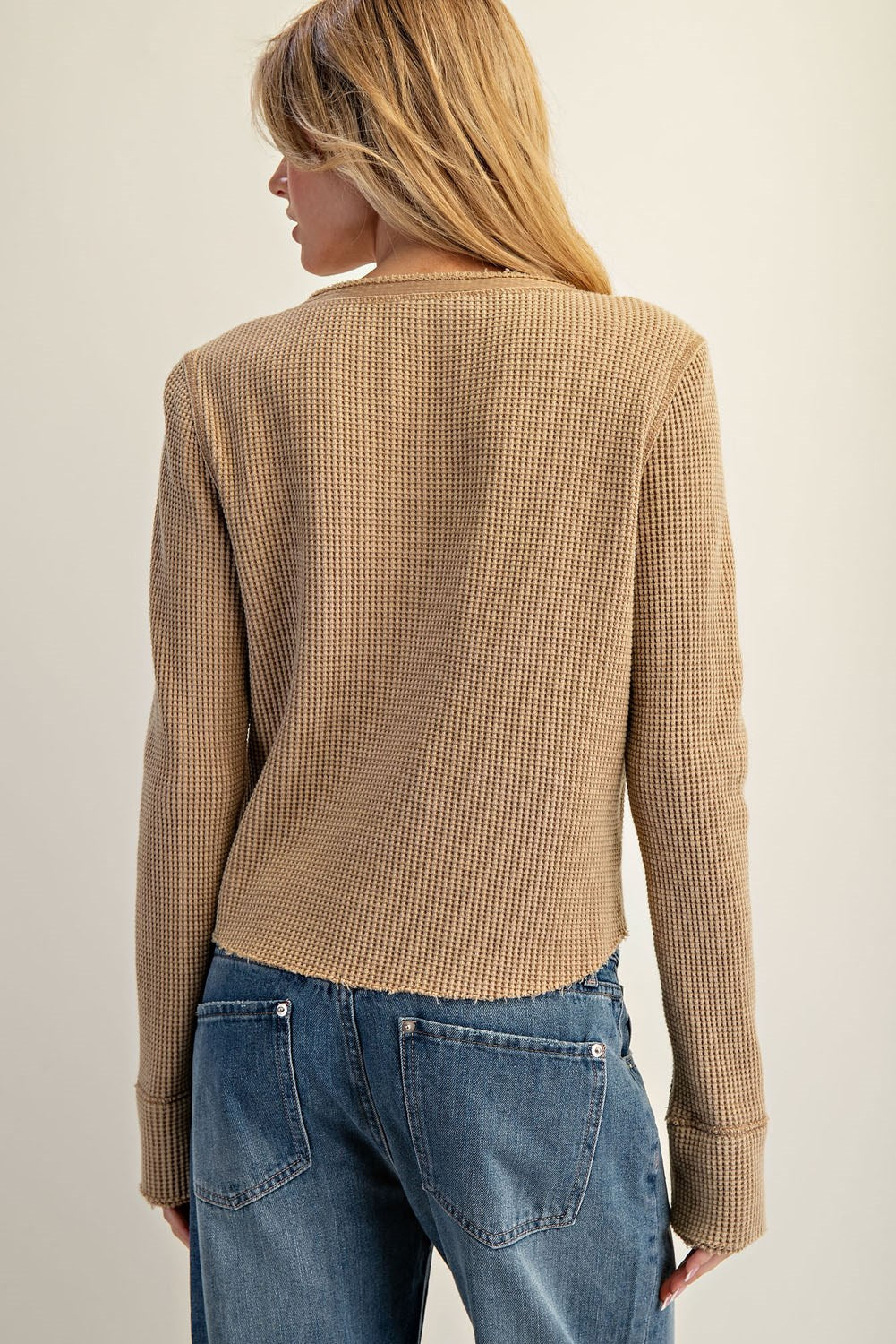 THERMAL NOTCHED NECK LONG SLEEVE TOP
