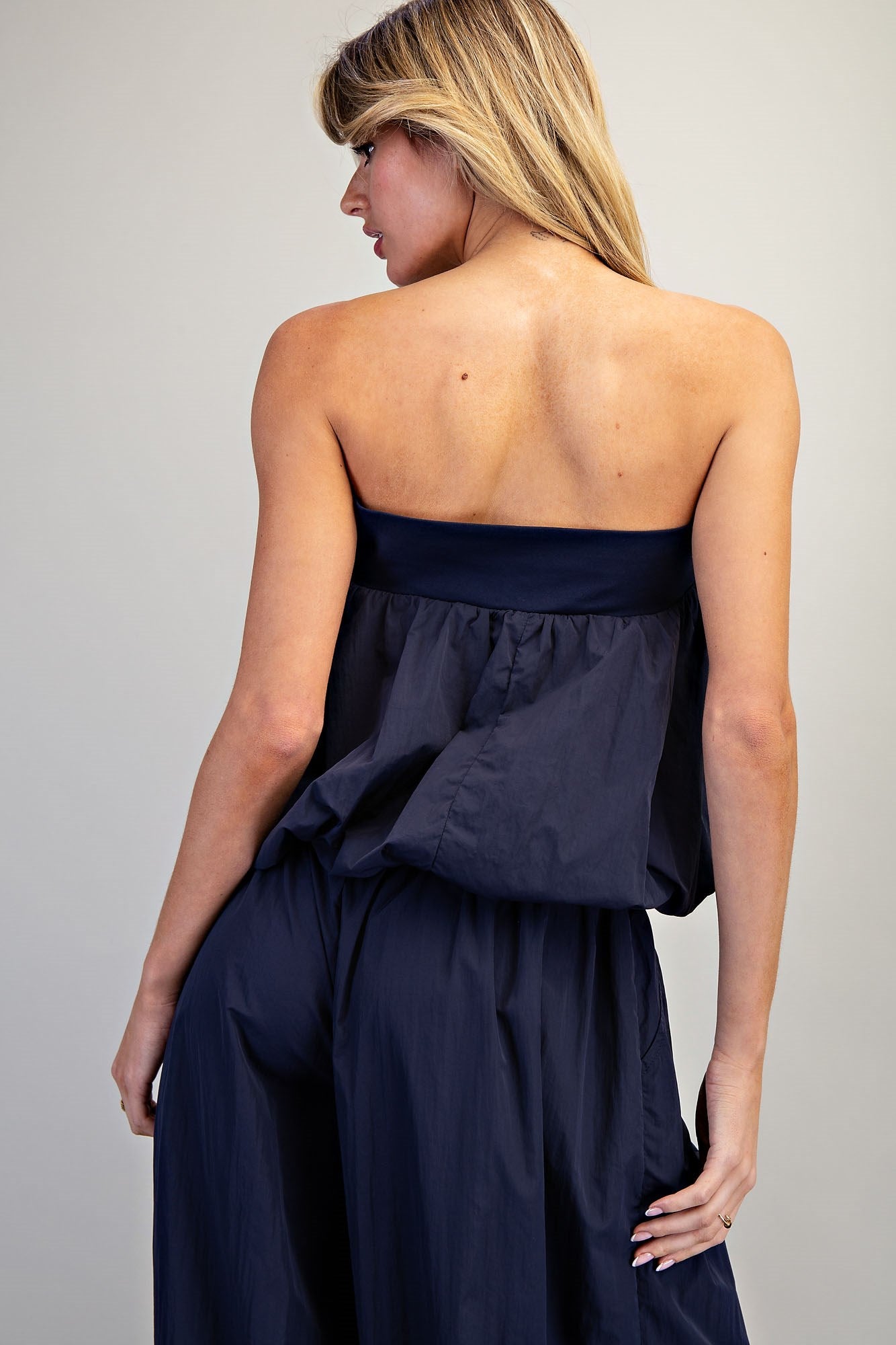 STRAPLESS CONTRASTING BUBBLE TOP