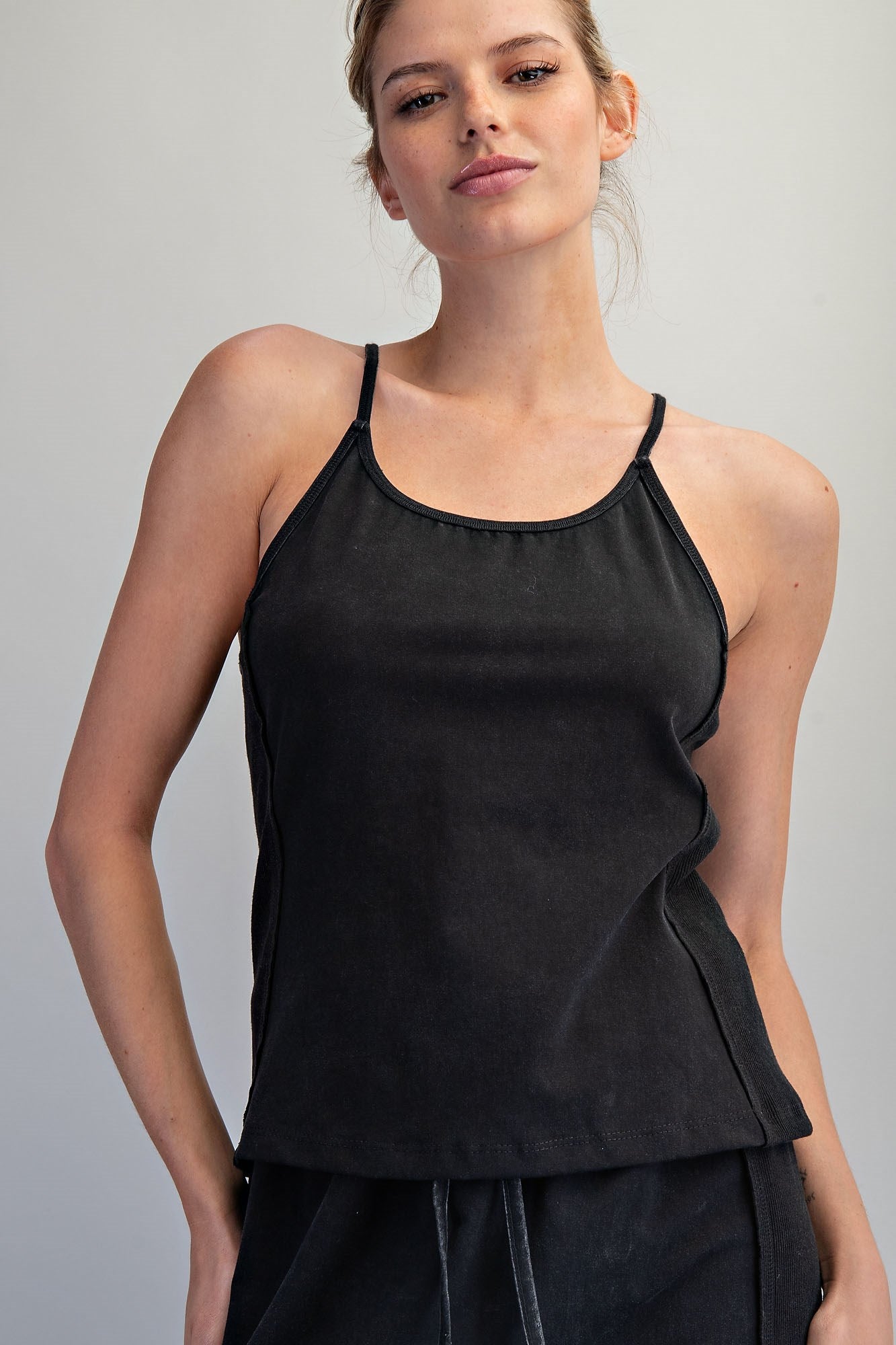 CONTRAST SIDE PANEL SLEEVELESS TOP