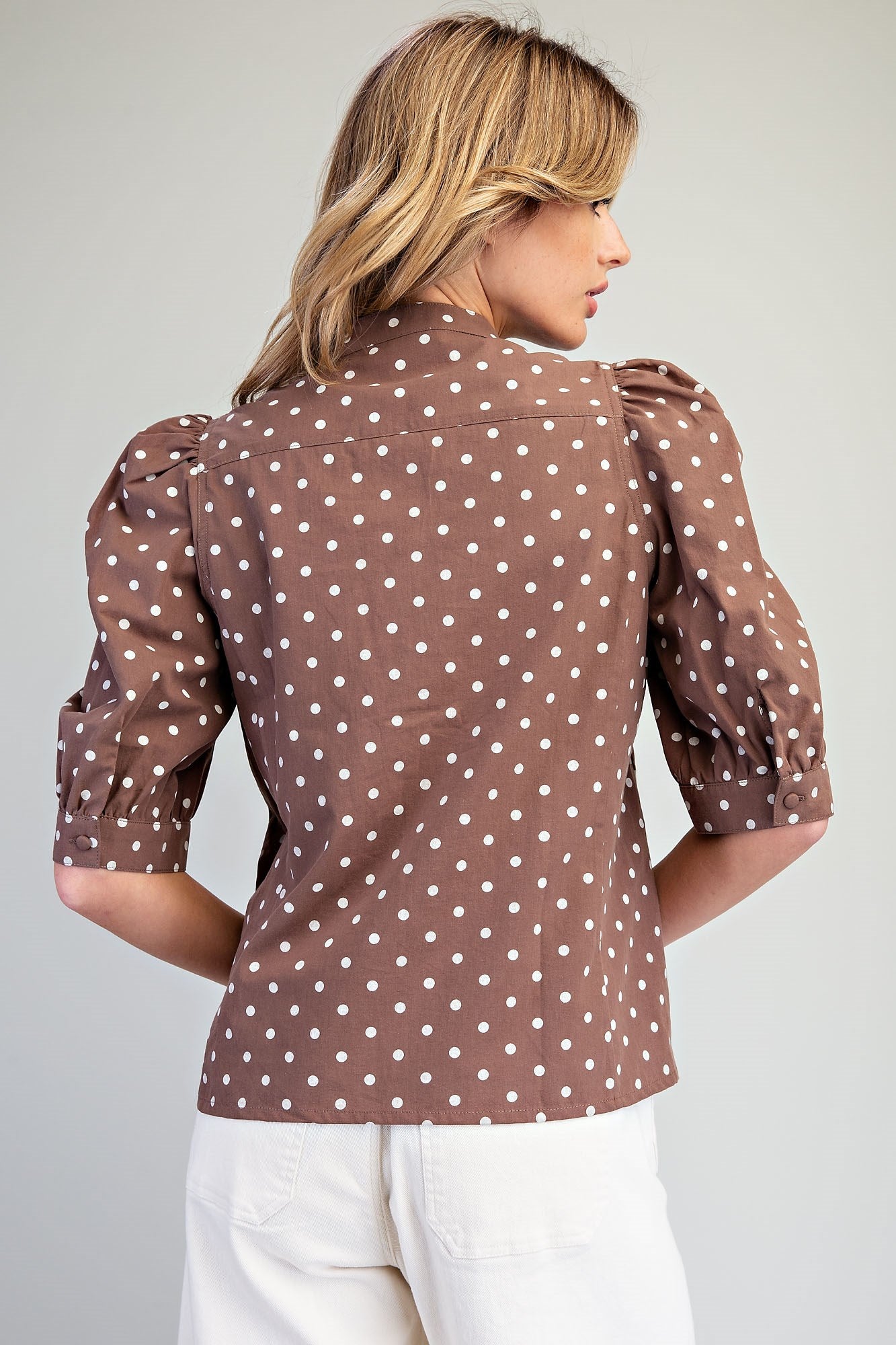 POLKA DOT PUFF SLEEVE BLOUSE