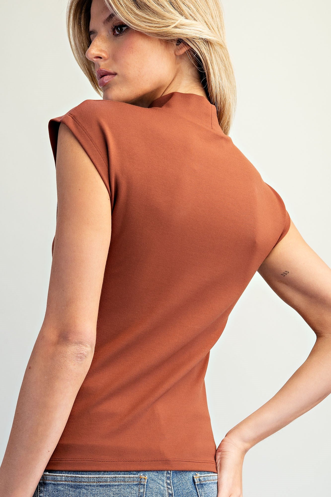 SOLID MOCK NECK KNIT TOP