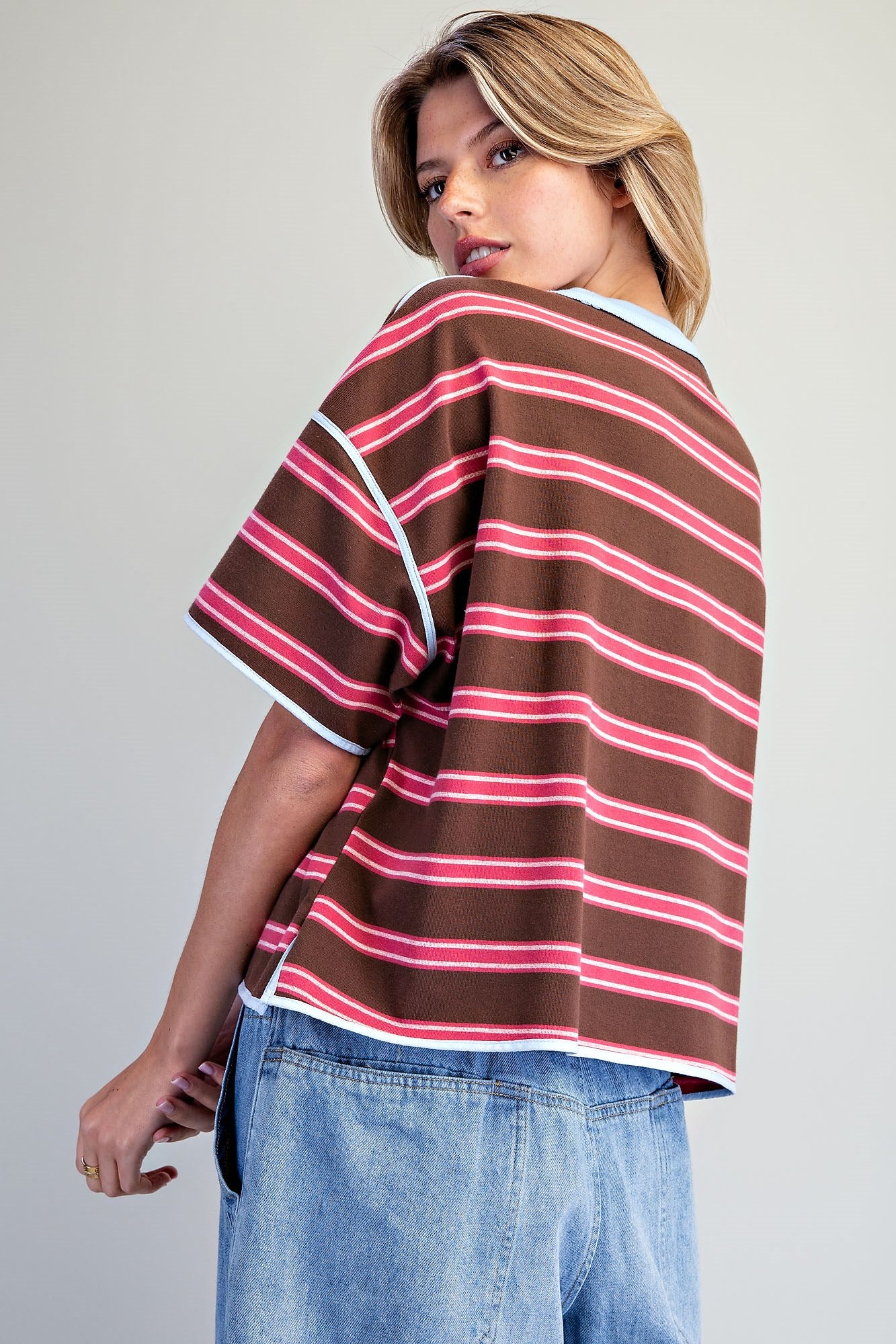 SOFT WASHED STRIPED BOXY TOP