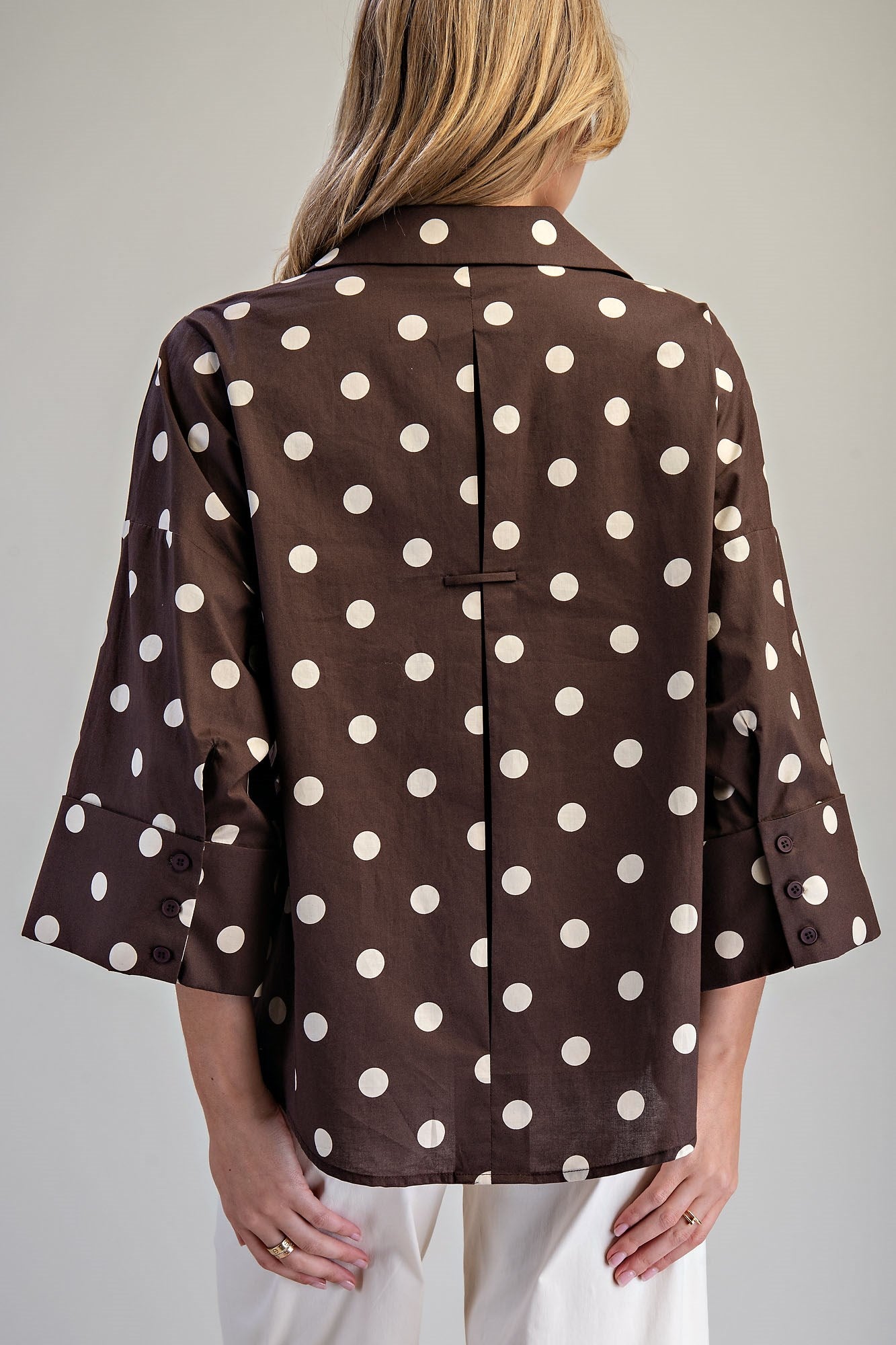 BUTTON DOWN POLKA DOT BLOUSE