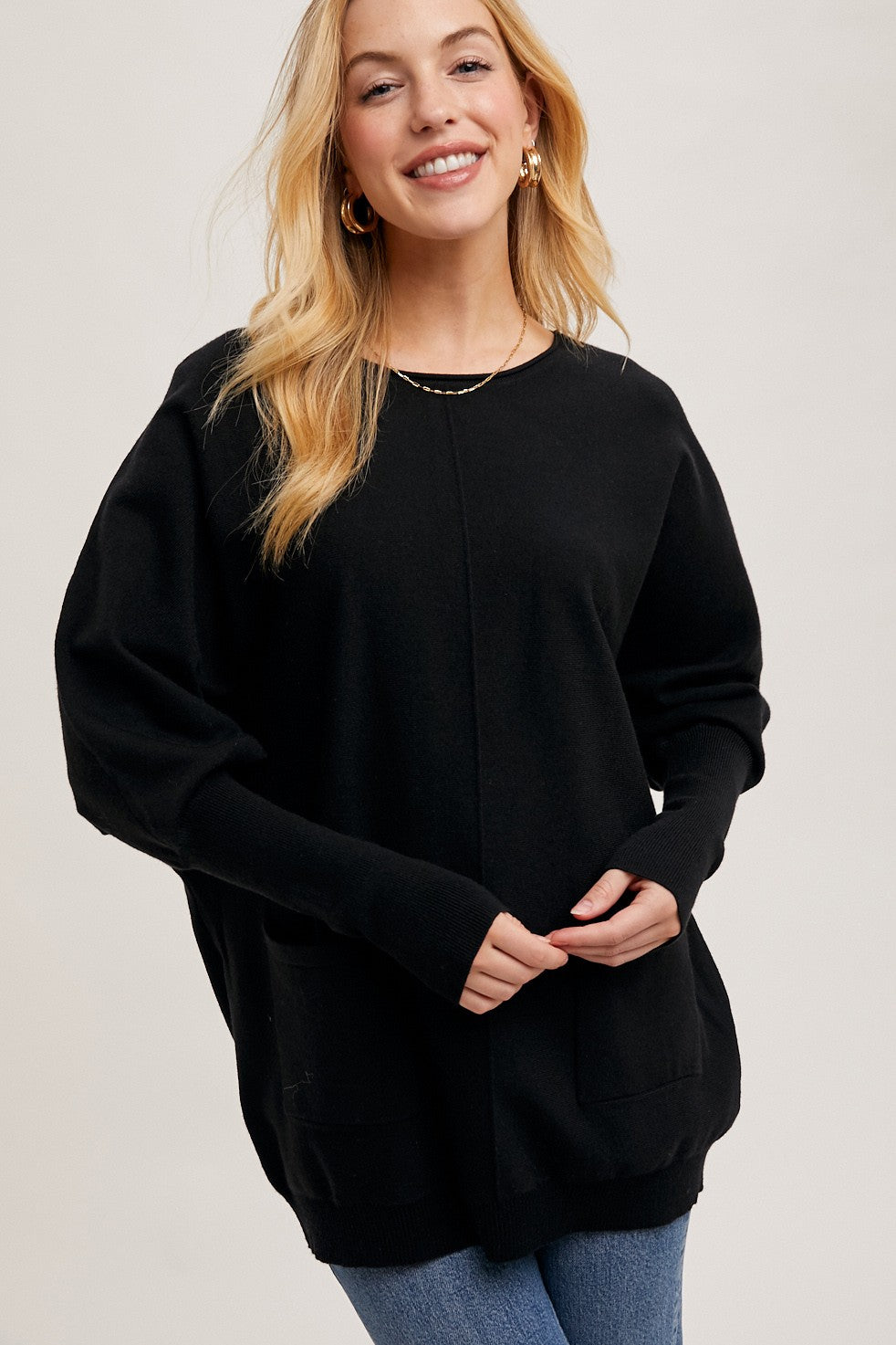LONG SLEEVE DOLMAN TUNIC SWEATER