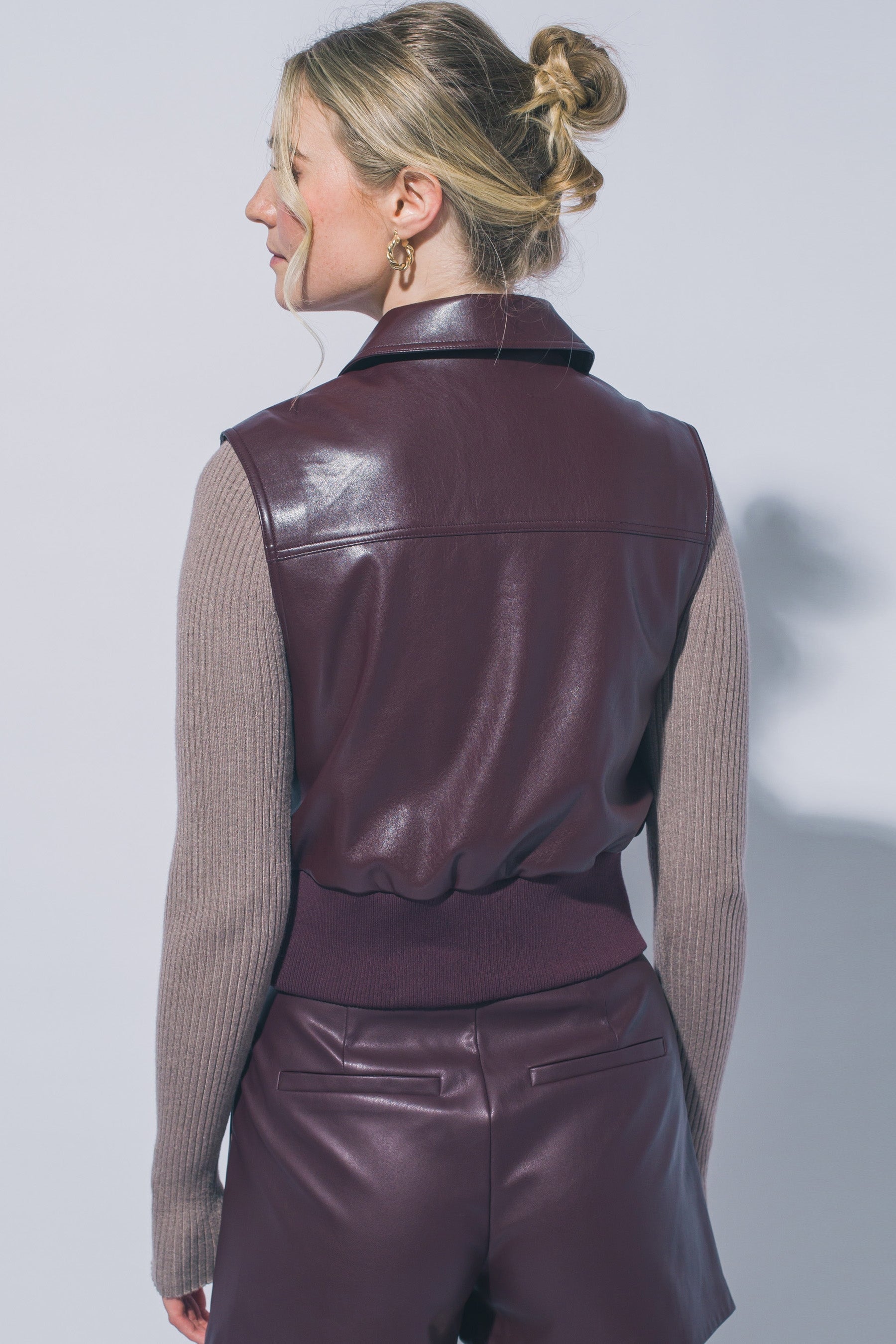 FAUX LEATHER ZIP UP VEST